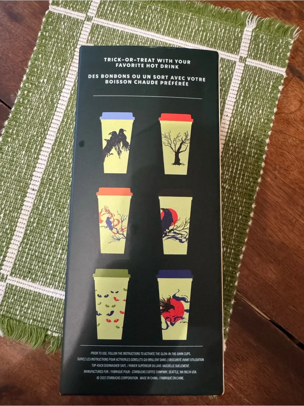 Starbucks Neon Green Halloween Travel Cup Gift Set with Multicolor Lids